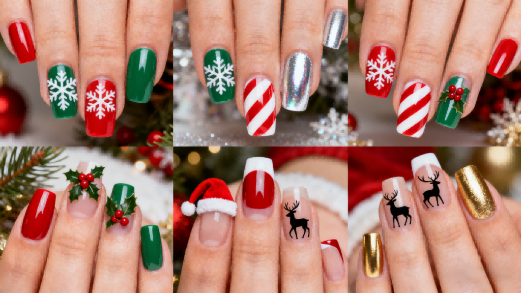 alt text cat eye cherry red christmas nails 2025 trending design with metallic finish